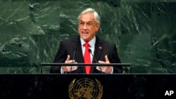 En su discurso durante el debate general de la 73 Asamblea de la ONU, Sebastián Piñera afirmó el jueves, 27 de septiembre de 2018, que los venezolanos "están viviendo una tragedia".