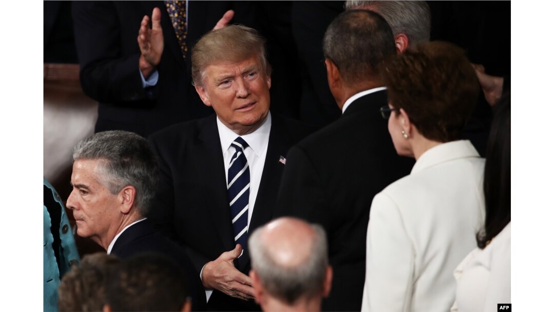 Presiden AS Donald Trump tiba di Kongres untuk berpidato (28/2).