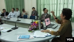 NEC committee present their work to international diplomats in Cambodia, file photo. 