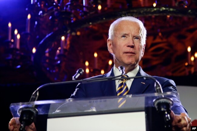 Former Vice President Joe Biden speaks at the Biden Courage Awards, March 26, 2019, in New York.