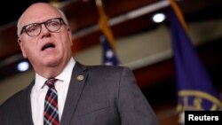 FILE - Rep. Joseph Crowley (D-NY), Chairman of the House Democratic Conference, speaks at a news conference on Capitol Hill in Washington, Nov. 29, 2017. 