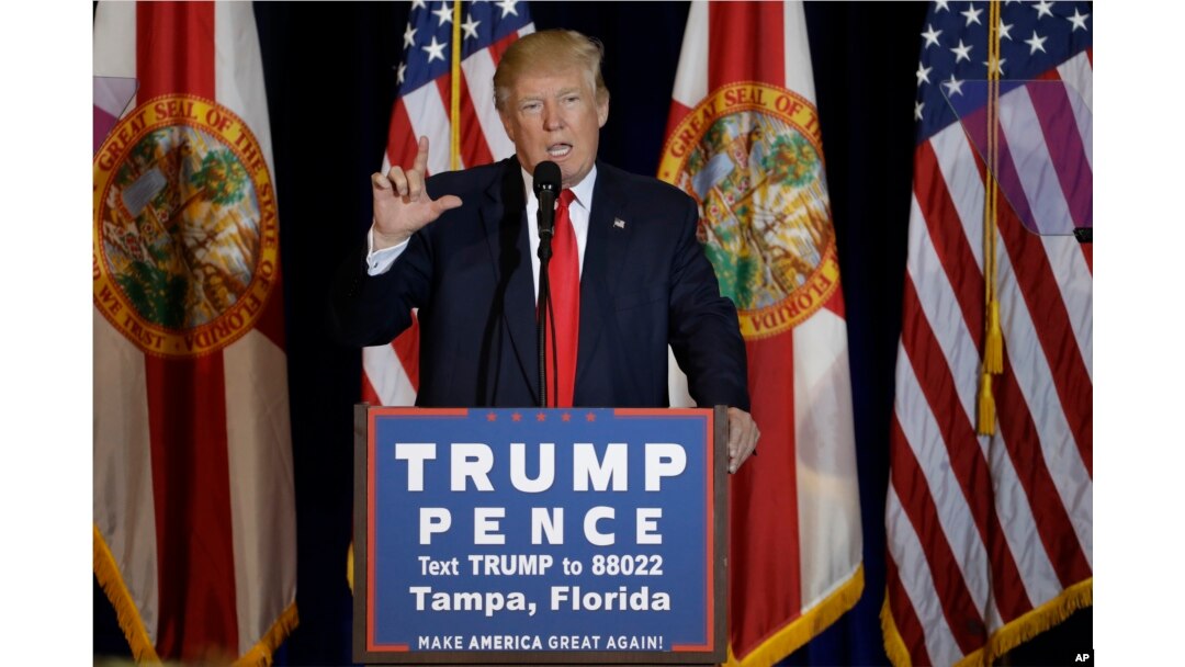 Republican presidential candidate Donald Trump during a campaign speech, Nov. 5, 2016, in Tampa, Fla.