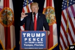 Republican presidential candidate Donald Trump during a campaign speech, Nov. 5, 2016, in Tampa, Fla.