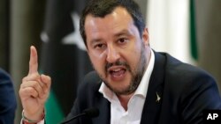 Le ministre italien de l'Intérieur, Matteo Salvini, lors d'une conférence de presse à Rome, le 5 juillet 2018.