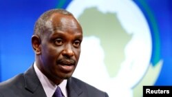 FILE - Rwanda's Foreign Minister Richard Sezibera holds a news conference in Brussels, Belgium, Jan. 22, 2019.