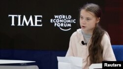 Greta Tunberg govori na Svetskom ekonomskom forumu u Davosu, 21. januara 2020.