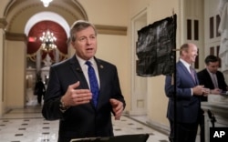 Rep. Charlie Dent, R-Pa., a key moderate in the health care bill debate, explains why he would be voting "no" on the Obamacare replacement, March 23, 2017, on Capitol Hill in Washington.