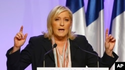 Marine Le Pen, umwe mu bakandida mu matora y'Umukuru w'Igihugu mu Bufaransa. 