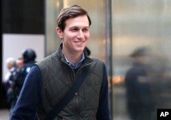 FILE - Jared Kushner, son-in-law of of President-elect Donald Trump walks from Trump Tower in New York, Nov. 14, 2016.