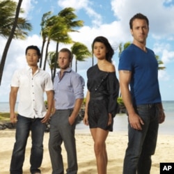 (From right) Alex O'Loughlin, Grace Park, Scott Caan and Daniel Dae Kim of the CBS series "Hawaii Five-0"