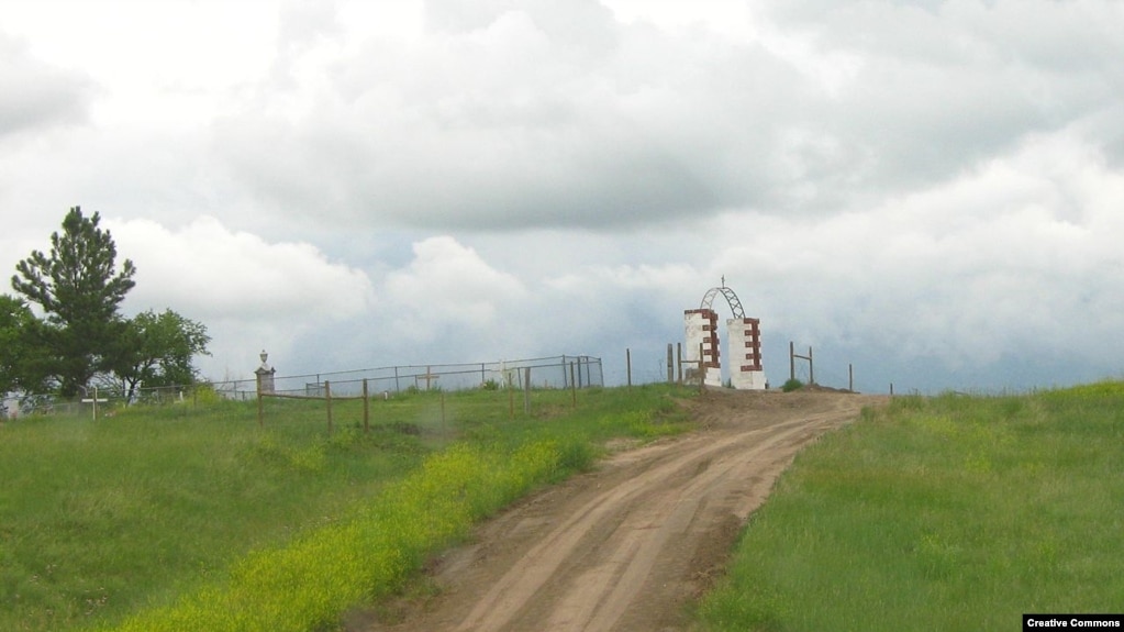 The memorial to the victims at the site of the 1890 Wounded Knee Massacre on the Pine Ridge Reservation in South Dakota. 