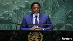 Joseph Kabila Kabange, President of the Democratic Republic of the Congo addresses the 73rd session of the United Nations General Assembly at U.N. headquarters in New York, Sept. 25, 2018. 
