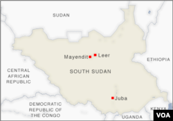 Map of Mayendit and Leer counties, South Sudan