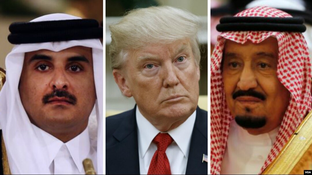 Presiden AS, Donald Trump (tengah), Raja Saudi Salman, Emir Qatar Sheikh Tamim bin Hamad Al-Thani (Foto: dok).