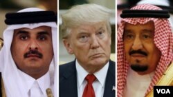 Presiden AS, Donald Trump (tengah), Raja Saudi Salman, Emir Qatar Sheikh Tamim bin Hamad Al-Thani (Foto: dok).