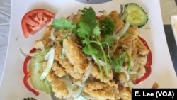 Muc Chien Gion (calamari) is one of the popular dishes at Houston-based restaurant, Crawfish & Noodles.