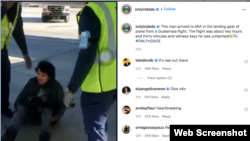 La página de redes sociales "Only in Dade" en Instagram, publicó un video donde se ve al polizón luciendo aturdido pero ileso, sentado en la pista al lado del avión. 