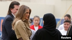First lady Melania Trump visits American International School in Riyadh, Saudi Arabia, May 21, 2017. 