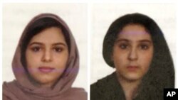 Two undated photos provided by the New York City Police Department (NYPD) show sisters Rotana, left, and Tala Farea, whose fully clothed bodies, bound together with duct tape and facing each other, were discovered on New York City's Hudson River waterfront, Oct. 24, 2018. 