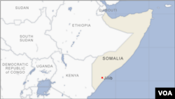 Peta lokasi kota Jilib di Somalia selatan