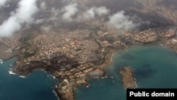 An aerial view of Praia, capital city of Cape Verde.