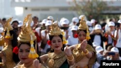 Múa Apsara tại Công viên Tự do nhân đánh đấu Ngày Nhân quyền Quốc tế tại thủ đô Phnom Penh, Campuchia (Ảnh tư liệu)