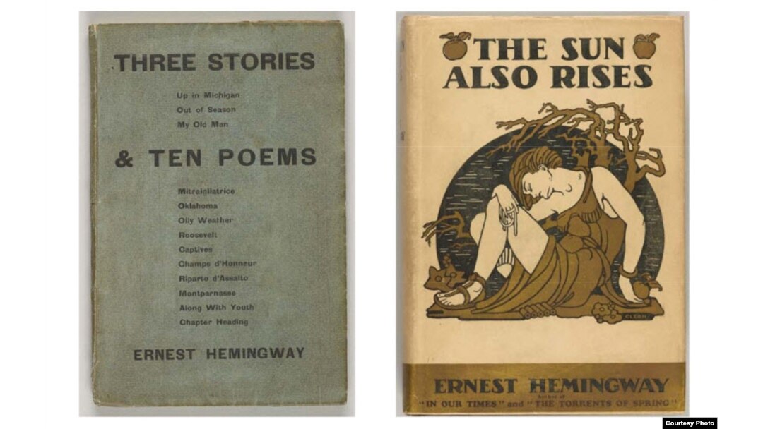 Left: Three Stories & Ten Poems, [Paris]: Contact Publishing Co., 1923, Right: The Sun Also Rises, New York: Charles Scribner’s Sons, 1926, Both from The Carter Burden Collection of American Literature, The Morgan Library & Museum, Photography by Graham S. Haber, 2014.