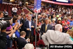 Virginia delegates prepare to speak at the Republican National Convention at the Quicken Loans Arena, in Cleveland, July 18, 2016.