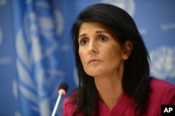 U.S. Ambassador Nikki Haley said the Trump administration wants “proof” from Sudan's government that it is making progress toward peace and protecting civilians in its vast and troubled Darfur region. Haley addressed the Security Council, April 4, 2017.