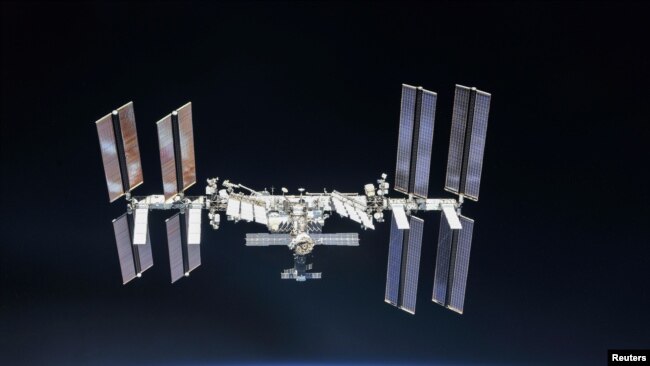 ISS photographed by Expedition 56 crew members from a Soyuz spacecraft after undocking