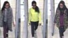 A combination of handout CCTV pictures received from the Metropolitan Police Service shows (L-R) British teenagers Kadiza Sultana, Amira Abase and Shamima Begum passing through security barriers at Gatwick Airport, south of London, on Feb. 17, 2015.