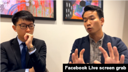 張崑陽(左)與梁繼平(右)在臉書直播上交流未來工作動向。(臉書截圖)