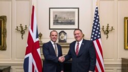 美国国务卿蓬佩奥2020年1月29日在伦敦会见英国外交大臣拉布（路透社）