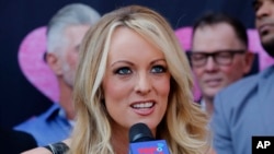 FILE - Stormy Daniels is pictured speaking in West Hollywood, Calif., May 23, 2018. 