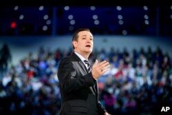 Republican Senator Ted Cruz speaks at Liberty University in Lynchburg, Virginia, to announce his campaign for president, March 23, 2015.
