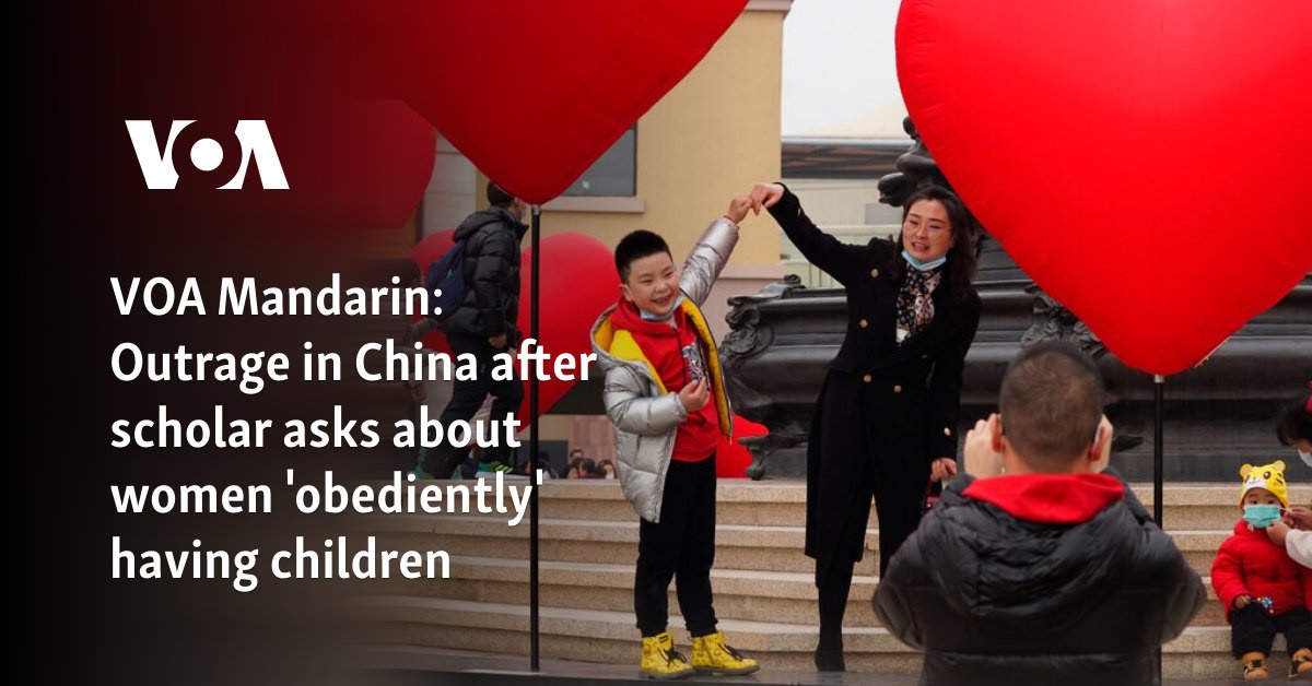 VOA Mandarin: Outrage in China after scholar asks about women 'obediently' having children