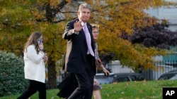 Sen. Joe Manchin, D-W.Va., walks on the White House campus, Nov. 18, 2021, in Washington.