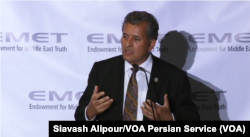 Democrat Congressman Juan Vargas speaks at a Washington dinner held by the Endowment for Middle East Truth, June 14, 2017.