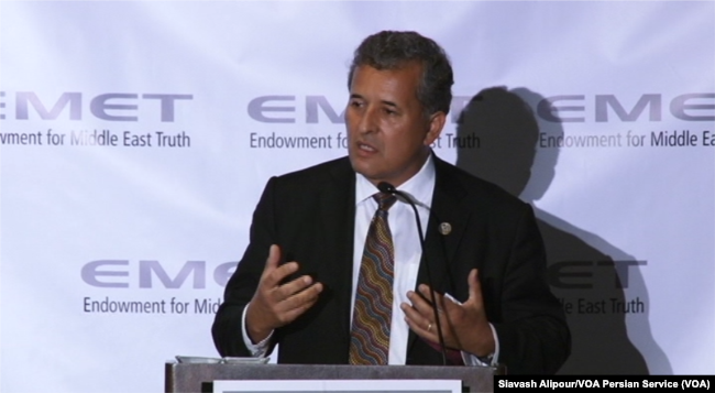 Democrat Congressman Juan Vargas speaks at a Washington dinner held by the Endowment for Middle East Truth, June 14, 2017.