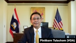 Thailand Ambassador to the United States of America, Manasvi Srisodapol talks to VOA Thai during an interview at the Royal Thai Embassy in Washington, D.C. on July 30, 2021.