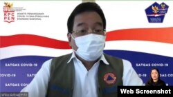 Juru bicara satgas penanganan Covid-19 Prof Wiku Adisasmito dalam telekonferensi pers di Jakarta, Senin (8/2) mengungkapkan PPKM jilid 1 dan 2 di Jawa dan Bali belum berdampak signifikan menekan angka kasus covid-19 (Foto: VOA)