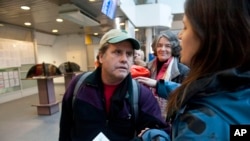 Greenpeace International activist Peter Willcox of the U.S. at the St. Petersburg airport in Russia, Dec. 27, 2013.