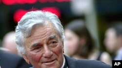 Actor Peter Falk arrives at NBC's 75th anniversary celebration at New York's Rockefeller Center, May 5, 2002 (file photo).