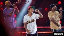 Bruno Mars performs at the 2017 BET Awards show in Los Angeles, California, June 25, 2017.