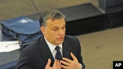 Hungary's PM Viktor Orban addresses the European Parliament in Strasbourg, Jan. 18, 2012