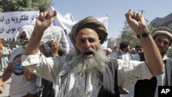 An Afghan man shouts anti-Pakistan slogans during a demonstration in Kabul. Around 150 Afghans took to the streets in the capital Kabul on Saturday, chanting "Death to Pakistan" in protest against the weeks of cross-border shelling of two eastern province
