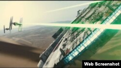 A screen grab from the preview of for "Star Wars: The Force Awakens," the next installment of the "Star Wars'' film franchise.