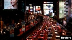 Vehicles queue in traffic along EDSA highway in Makati City, Philippines, Feb. 11, 2019.