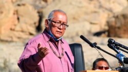 Navajo Council Delegate Daniel Tso talks about pollution concerns from oil and gas development near Chaco Culture National Historical Park in northwestern New Mexico, Nov. 22, 2021.