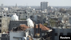 지난 23일 촬영한 시리아 홈스시. 내전으로 많은 건물이 파괴됐다.